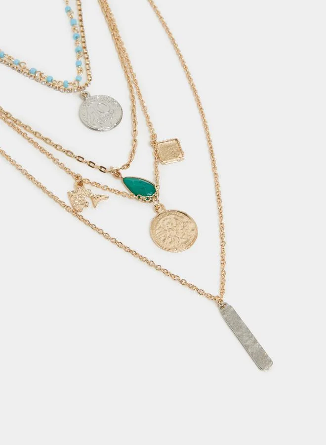 Styli Women Layered Charm Necklace